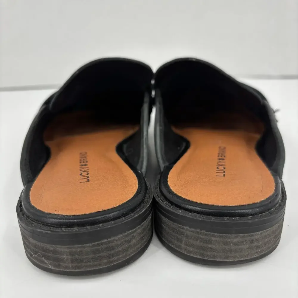 Lucky Brand Esila Mule Shoe Womens Size 9 Black Leather Slip On - Picture 9 of 12